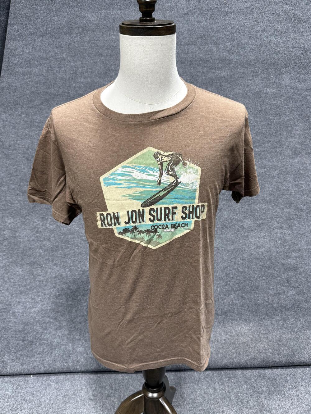 Ron Jon Surf Shop Shirt Mens Medium Brown Surfer Graphic Cocoa Beach T-Shirt Tee